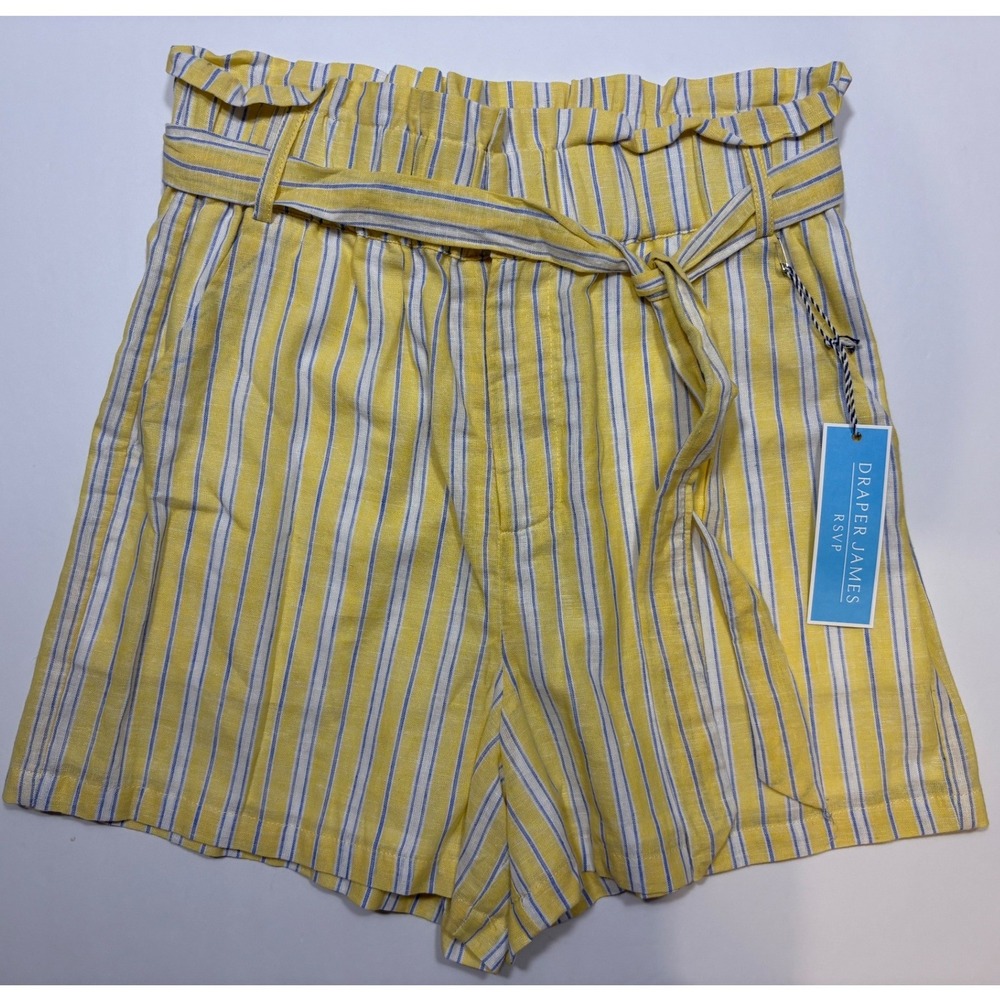 Draper James RSVP Paperbag Short Lemon Stripe Paperbag Waist Tie Waist Size S